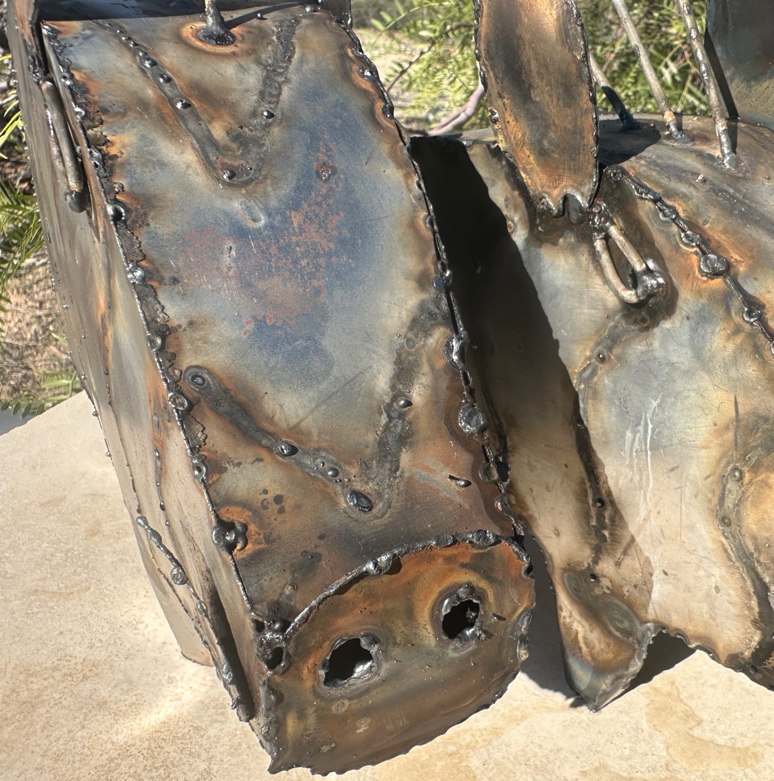 Handcrafted Rustic Metal Javalina Quail Yard Art