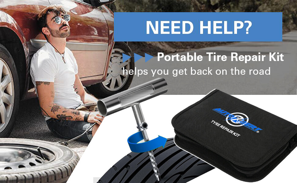 Tire Repair Kit Plug Car Truck Motorcycle Home DIY Flat Puncture Patch Tool Set