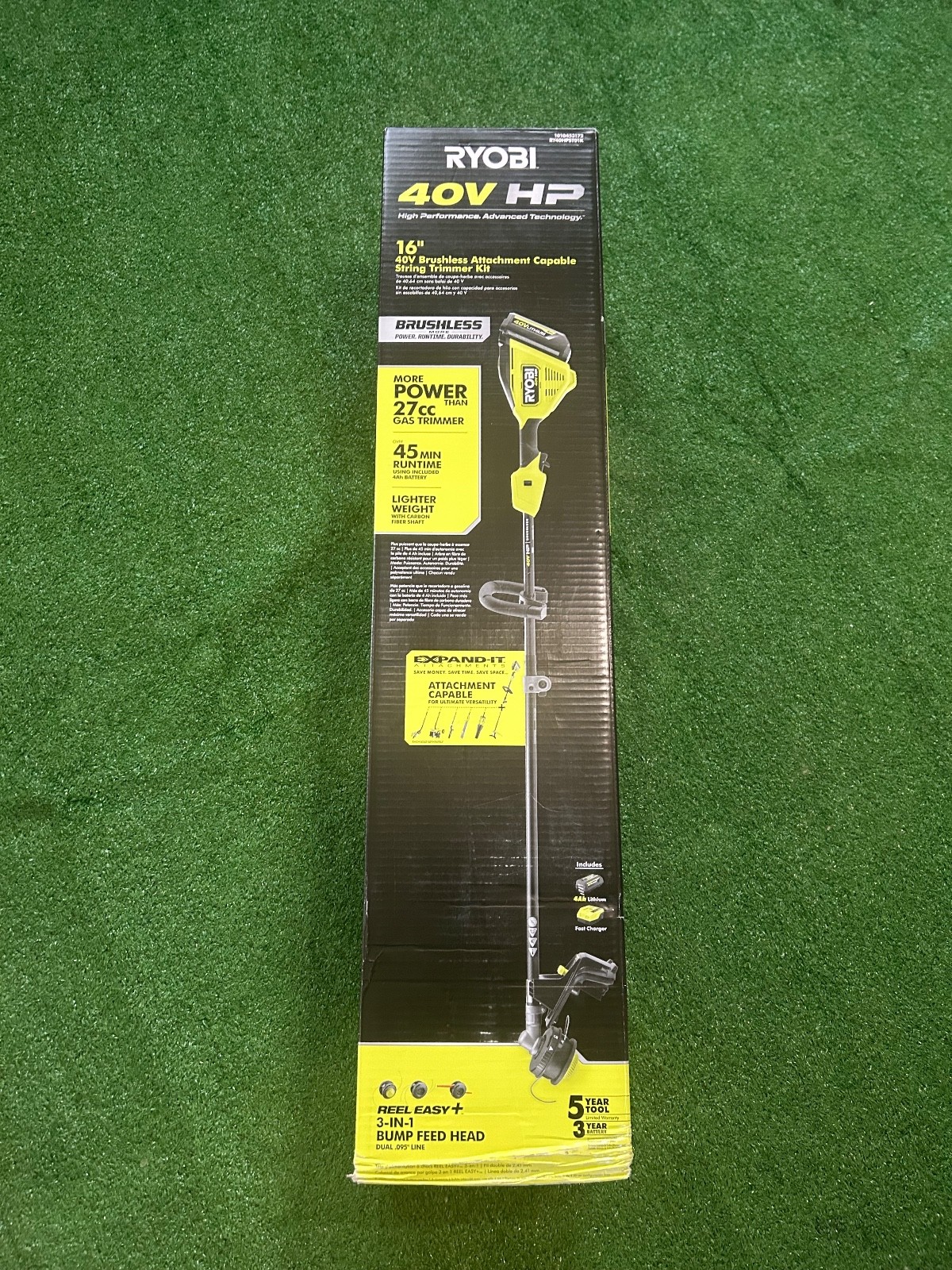 NEW! RYOBI 40V Brushless 16" Carbon Fiber String Trimmer + 4Ah Battery +Charger