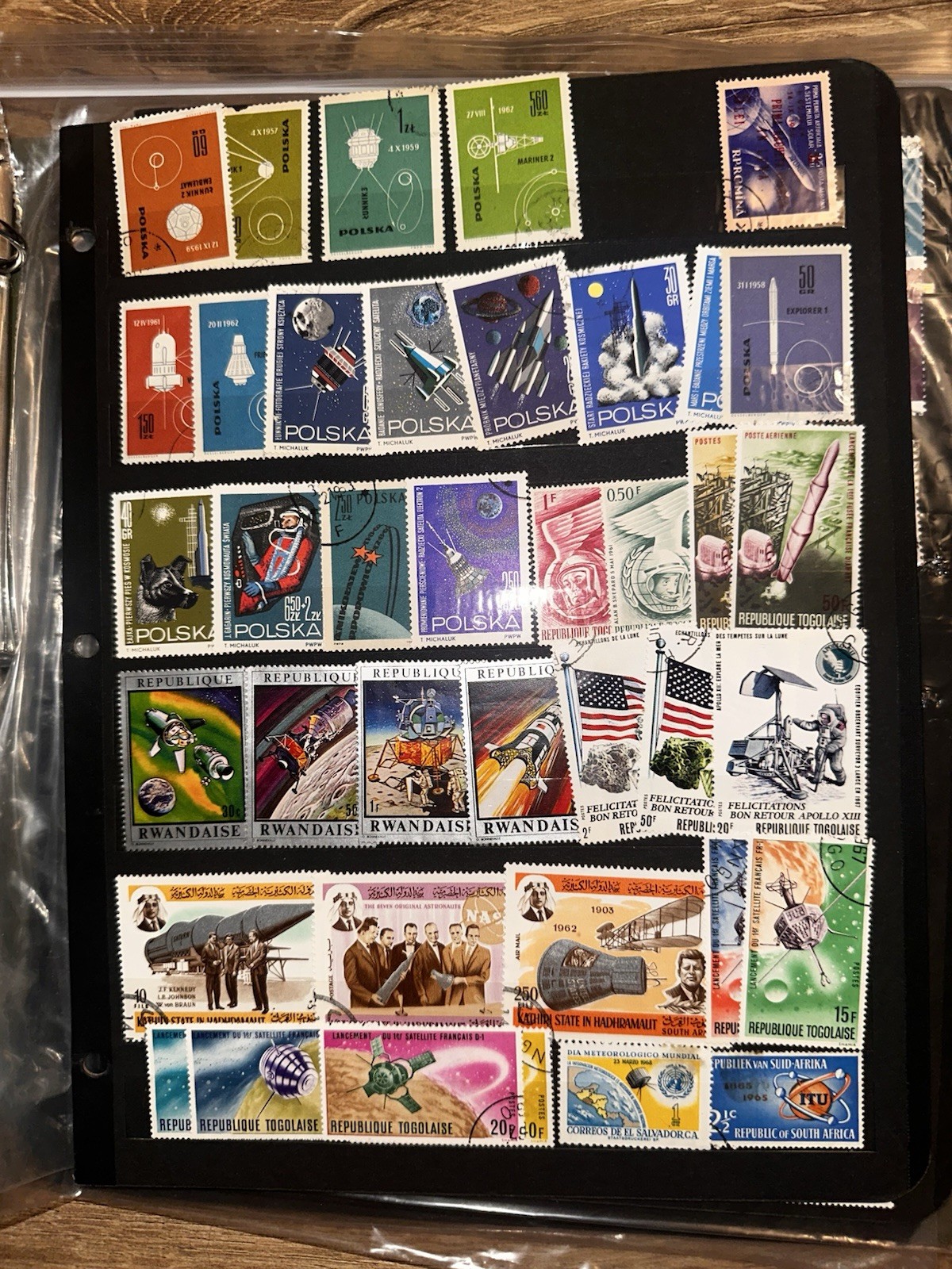 Cold War Space Race Stamp Collection USSR NASA Apollo Vostok Thematic Lot