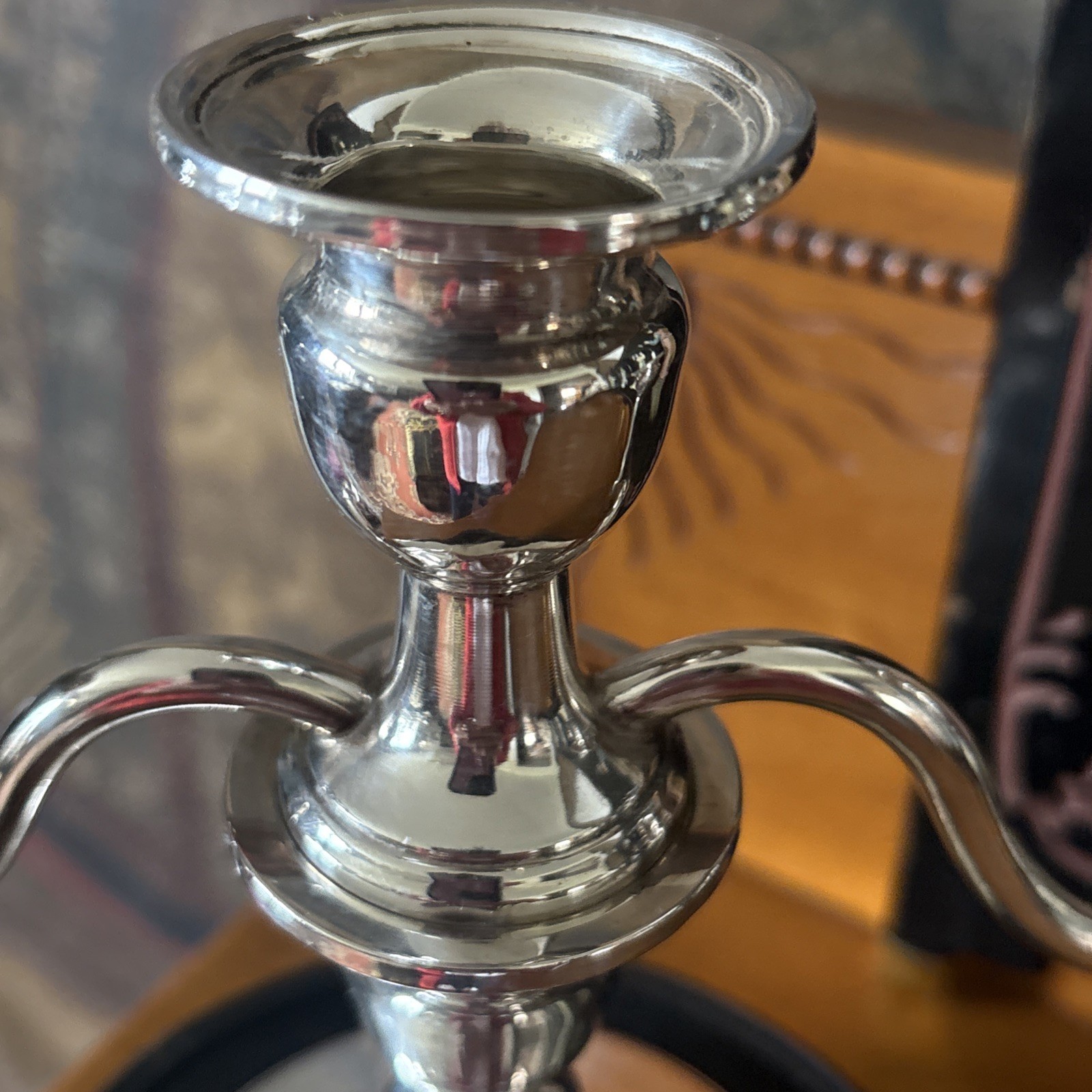 Mueck-Carey Sterling Candle Holder With 3 Arm Epergne Candelabra Insert.