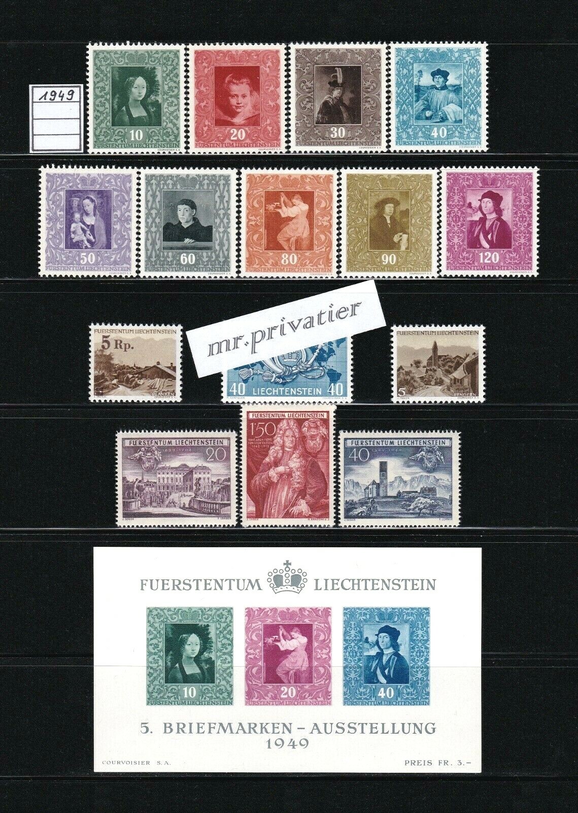 LIECHTENSTEIN 1949 - Complete Year.  MNH.  €346