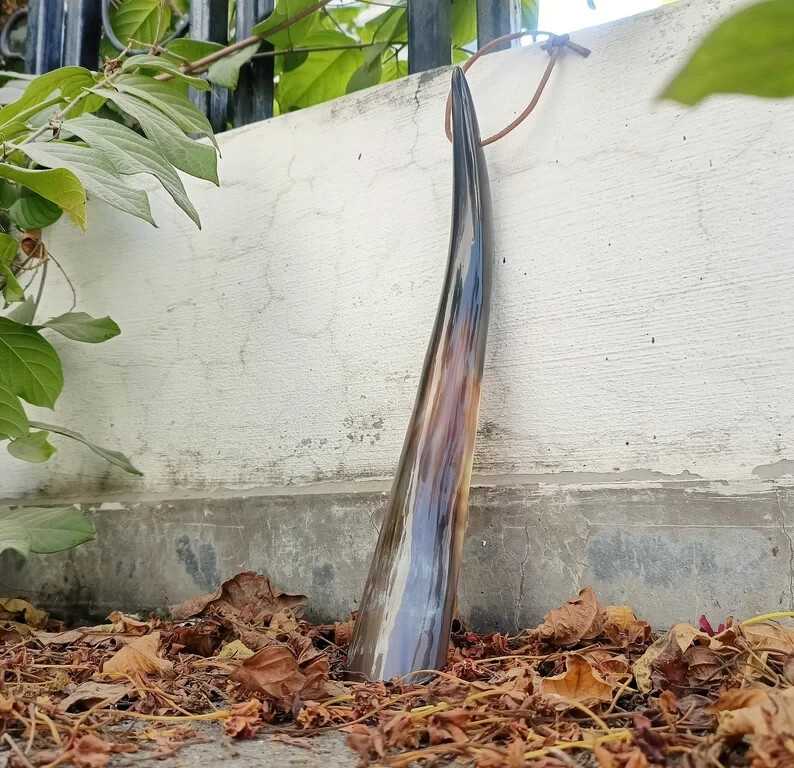 Shoe Horn Long Handle Ox Natural Finished Real Horn Personalized Unisex Gift