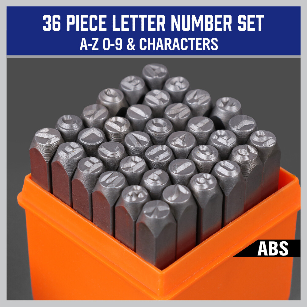 1/4" Letter & Number Stamp Punch Set 36pc Hardened Steel Metal Wood Leather 6mm