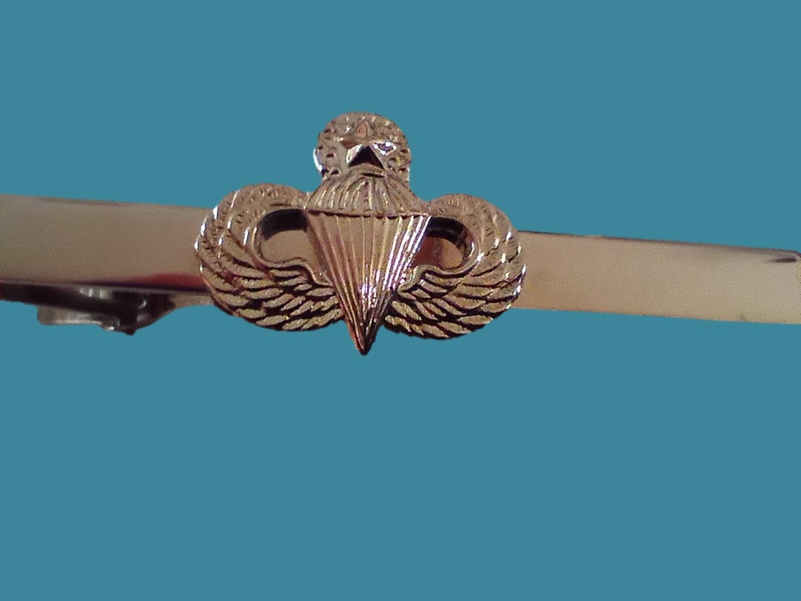 U.S MILITARY ARMY MASTER JUMP WINGS TIE BAR TIE TAC CLIP ON STYLE U.S.A MADE