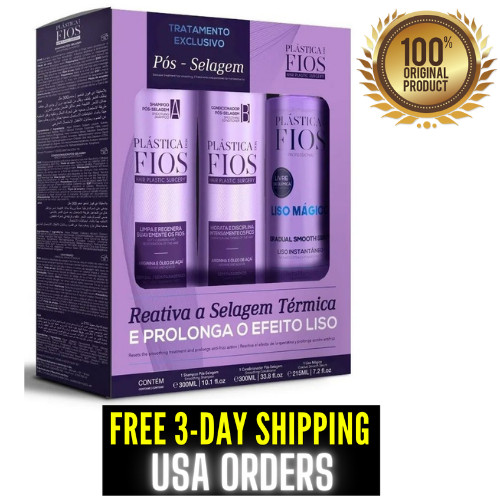 Cadiveu Plastica dos Fios Kit Liso Magico Shampoo Cond Post Sealing Pos Selagem
