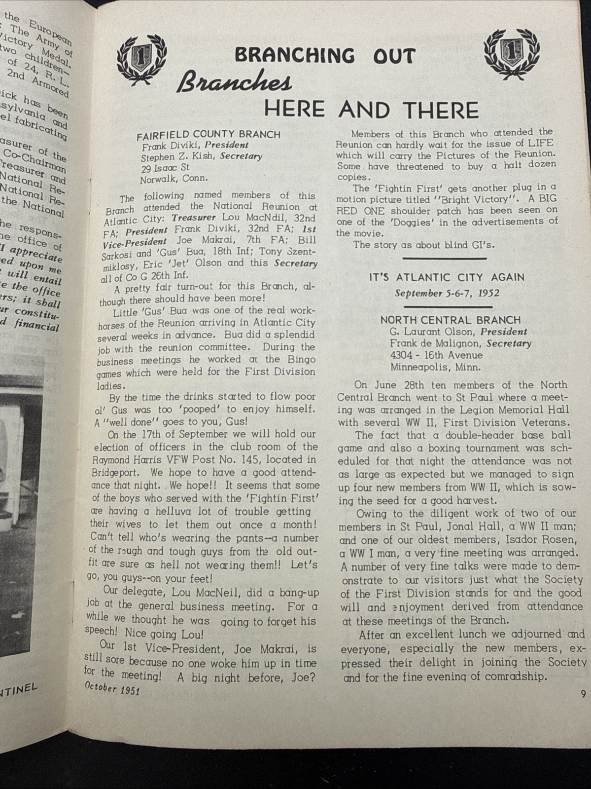 Vintage 1st Infatnry Division Bridgehead Sentinal Oct. 1951 booklet Big Red One