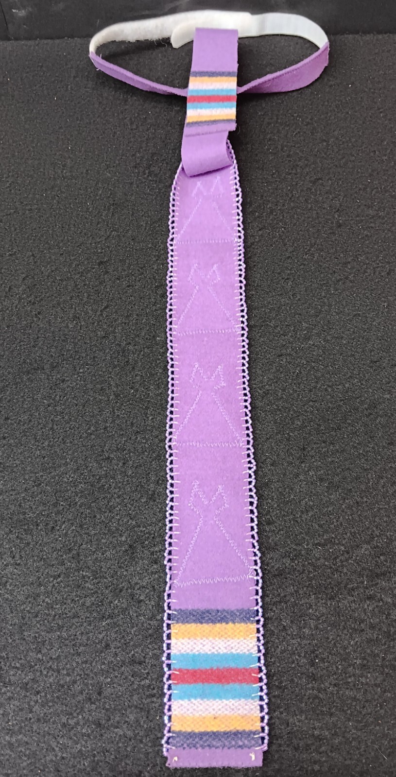 TIPI DESIGN PURPLE 8 BAND WOOL BROADCLOTH BEADED NATIVE AMERICAN INDIAN NECKTIE