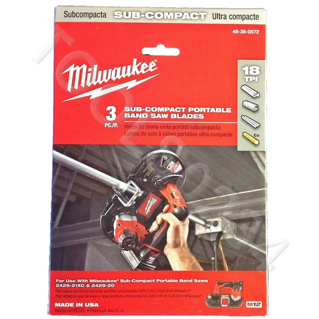 27" x 1/2" 18T Milwaukee 48-39-0572 Sub-Compact Portable Band Saw Blade 3 Pk