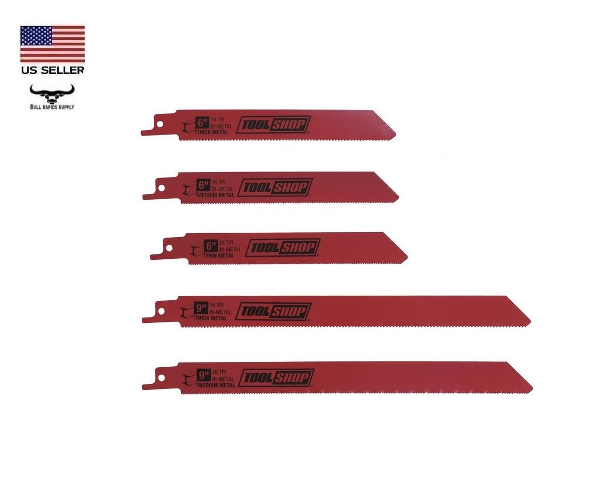 5 Piece Metal Cutting Reciprocating Saw Blade Set 6" & 9" Thin Medium Thick Cut
