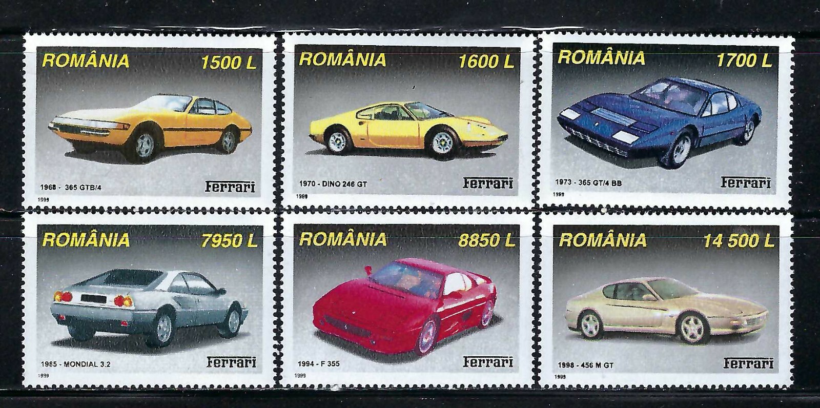Romania - 1999 6v. MNH Cars Vehicles Automobile Transportation  Ferrari