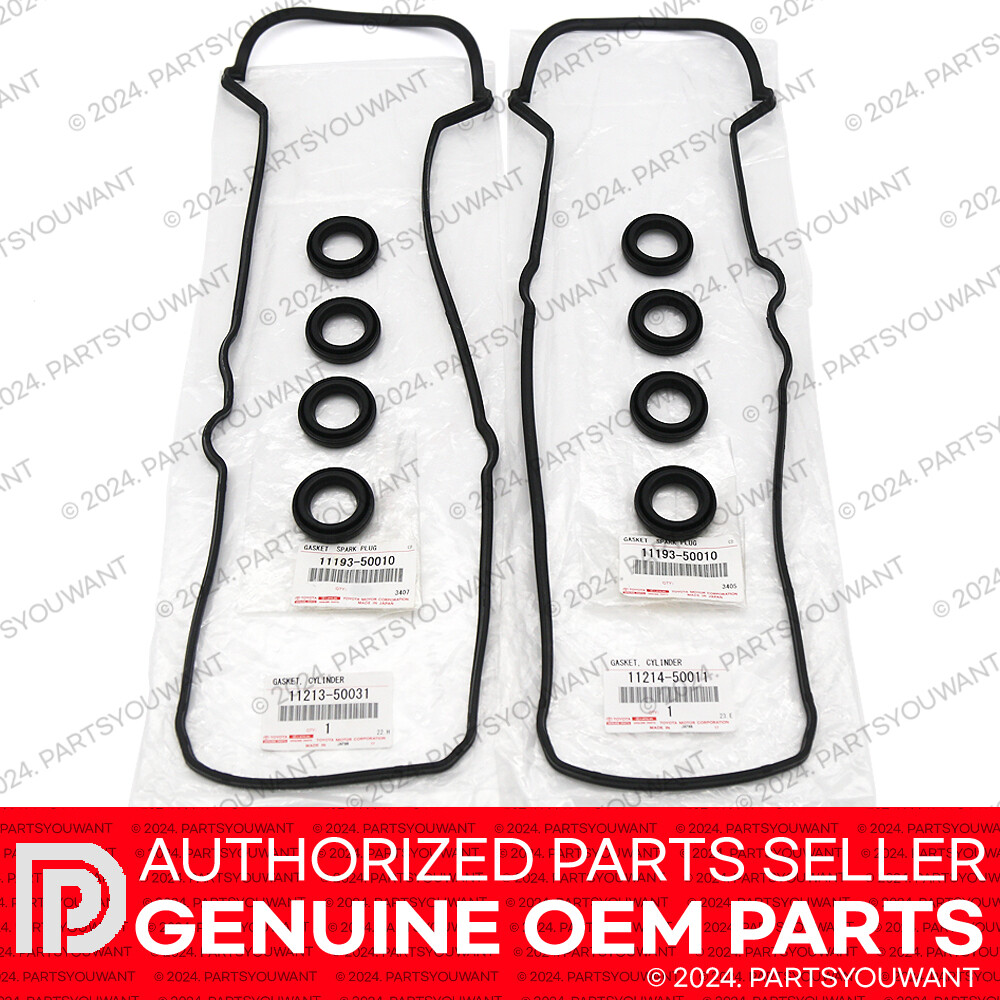 GENUINE Toyota Lexus V8 Cylinder Head Valve Cover Gasket + Spark Plug Seal SET