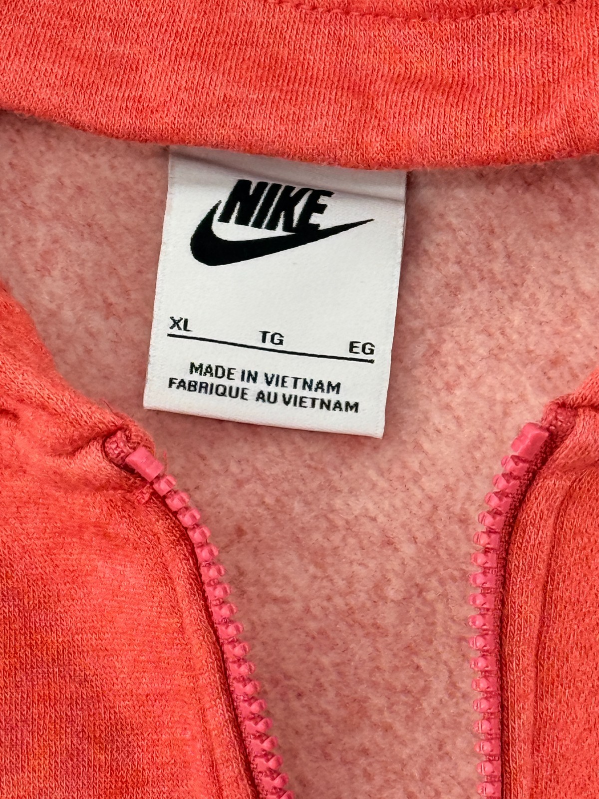 Nike Hoodie Womens XL Orange Quarter Zip Pullover Hooded Sweatshirt Swoosh