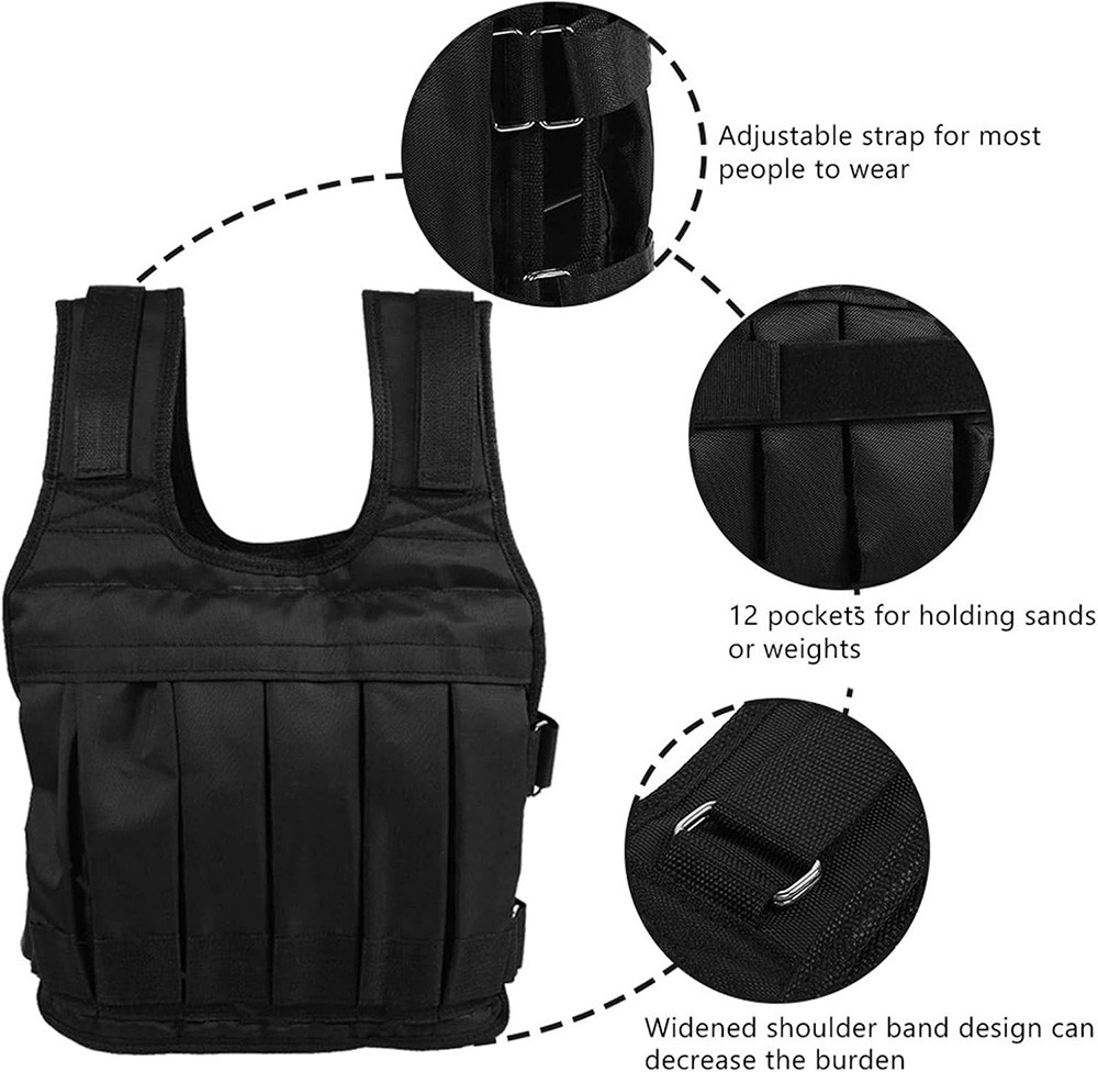 Exercise Weighted Vest Fitness Training Workout Sport 110lbs Weighted Adjustable