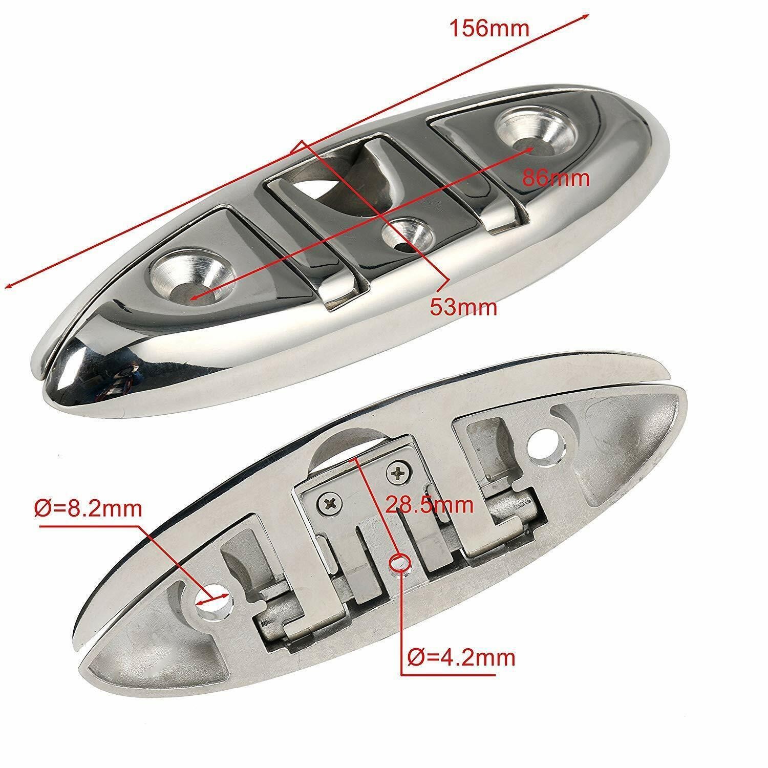 4 Pack Boat Cleat 6" 316 Stainless Steel Folding Cleat Flip Up Dock Rope Cleat
