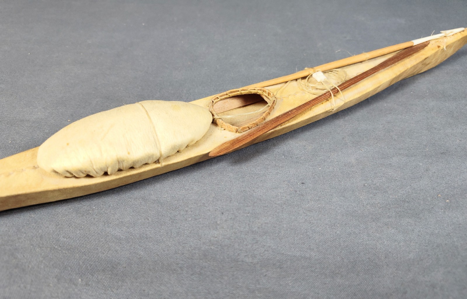 Antique Inuit Kayak Model c. 1900-1920 Authentic Detailed Handcrafted Piece 20"