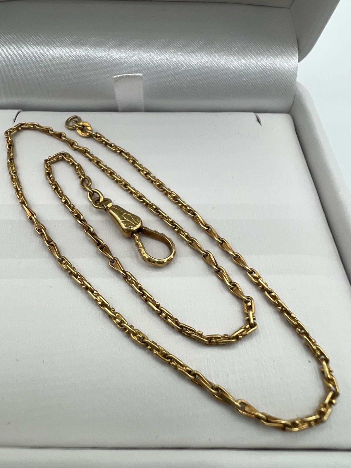 18k 750 Yellow Gold Antique Vintage Pocket Watch Chain - Unique & Unusual Link