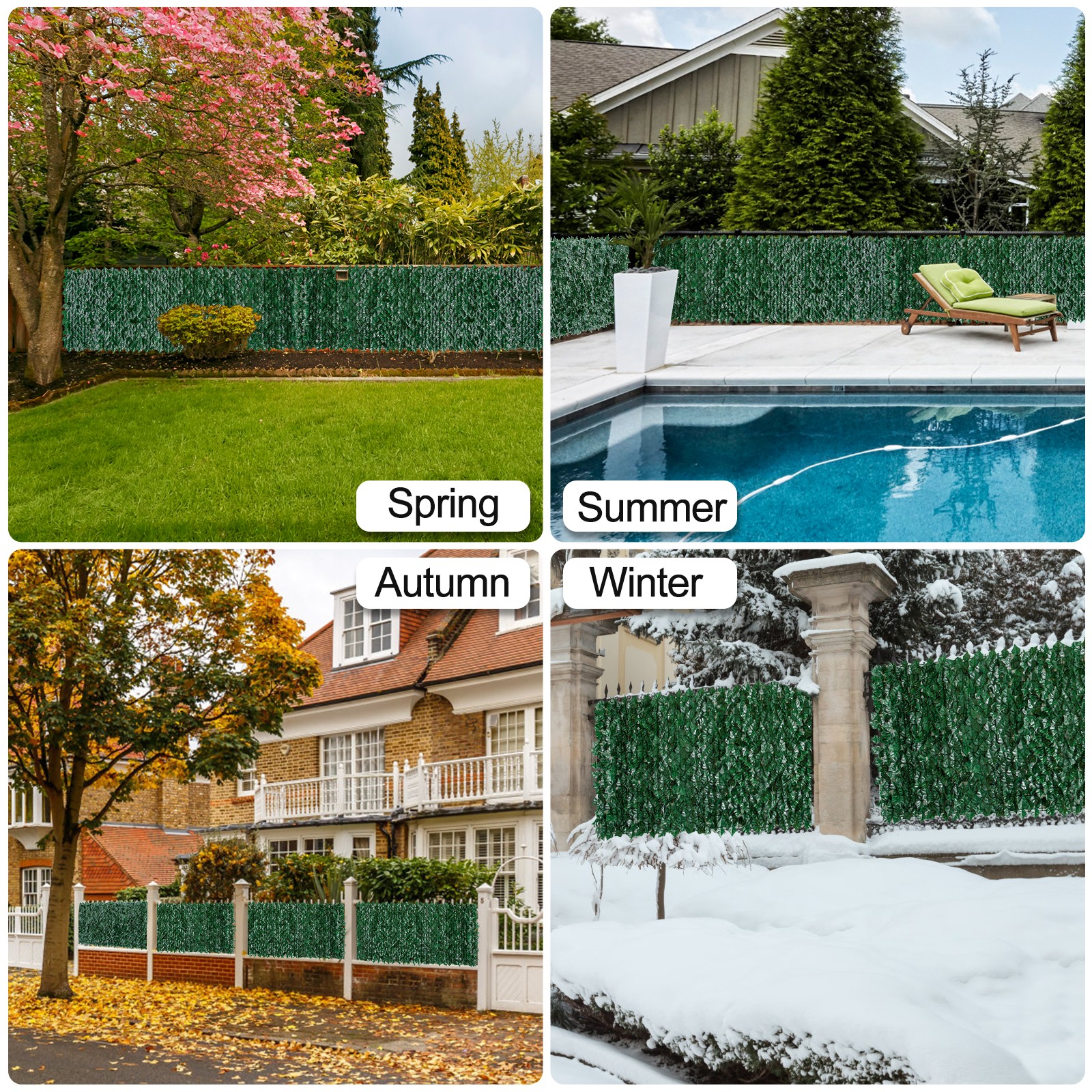 Artificial Ivy Hedge Green Leaf Fence Panels Faux Privacy Fence Screen for Home