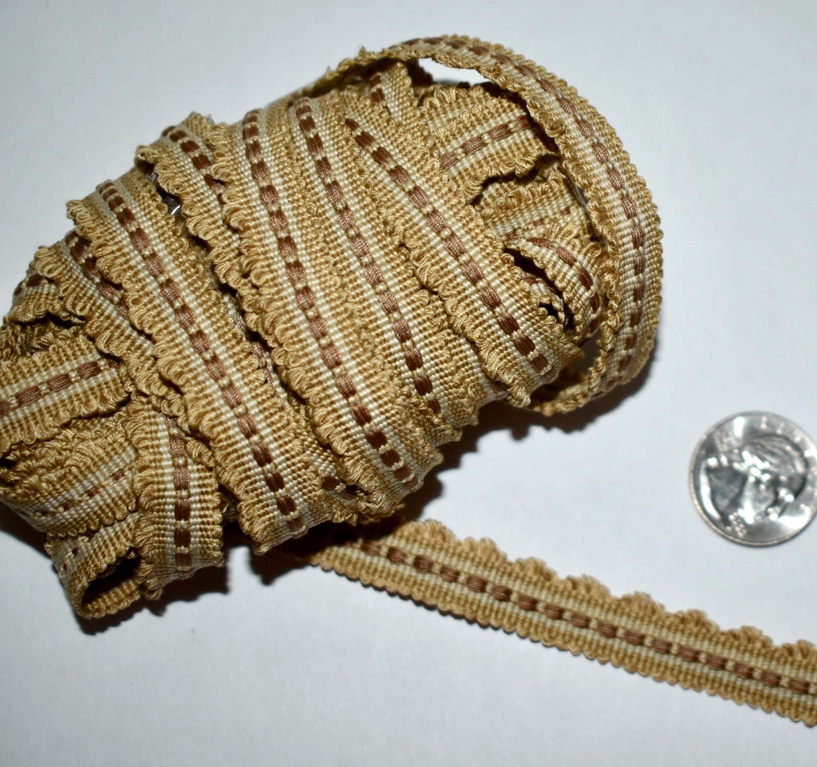 6.53 yds (4pcs=235") Samuel & Sons LANCASTER GIMP Beige 1/2"wide Trim