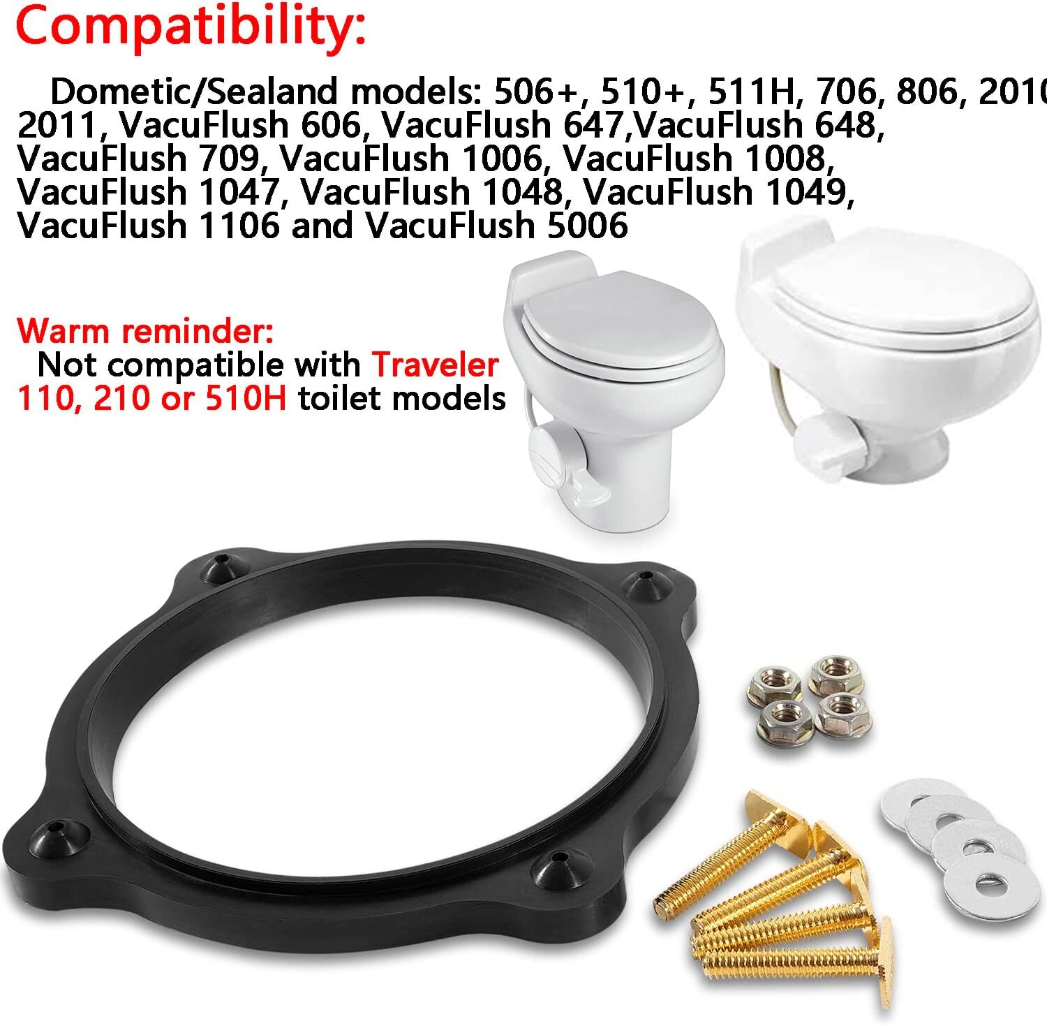 For Dometic/Sealand 385310063 Toilets Floor Flange Seal & Mounting Kit 2010 2011