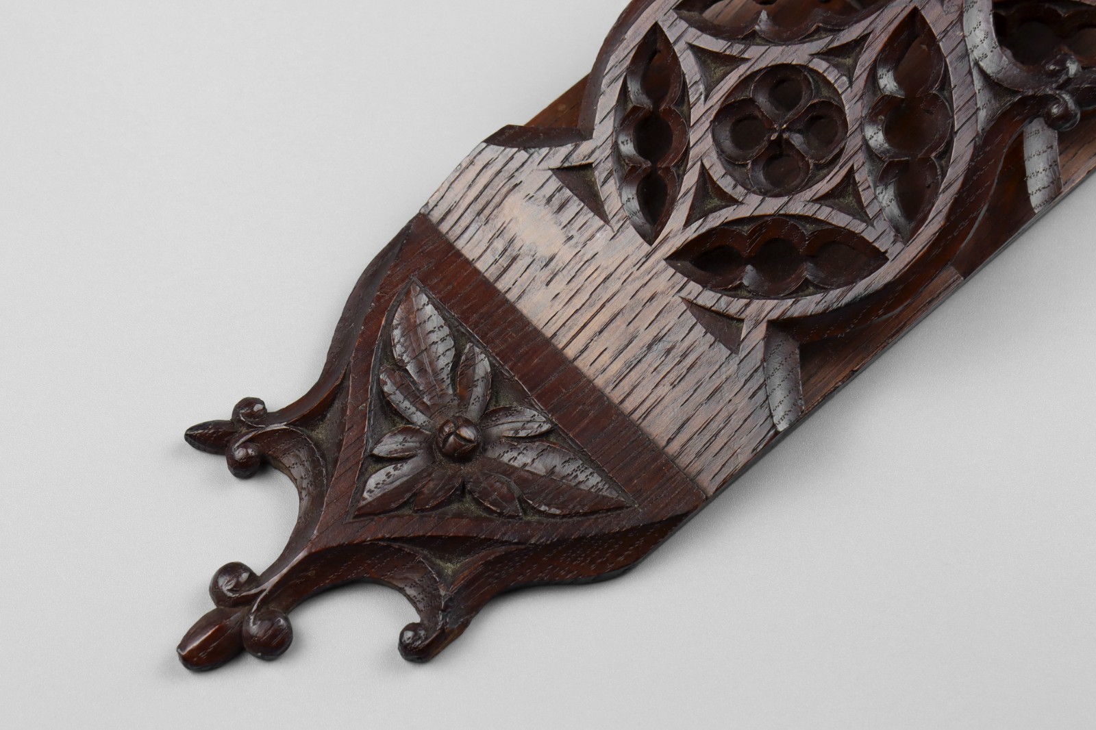 Antique 19th Century Ecclesiastical Gothic Carved Wood Letter Rack Holder