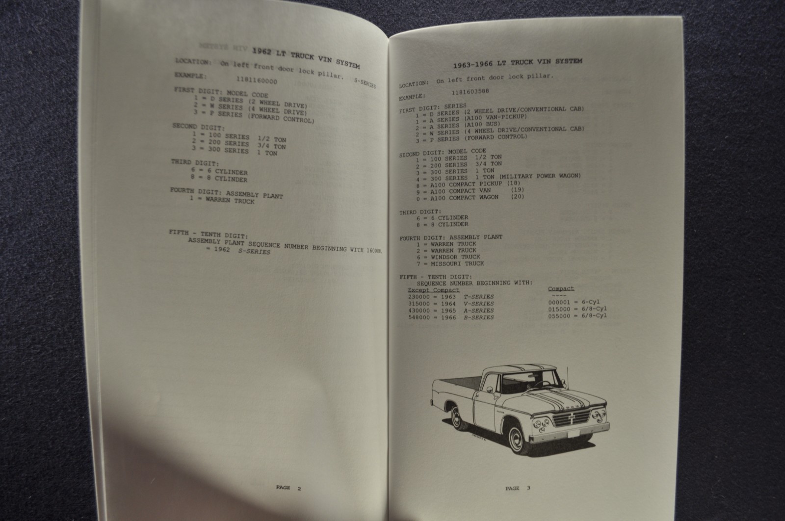1961-1980 Dodge Pickup Truck ID Code Book D100 200 300 W150 300 Power Wagon