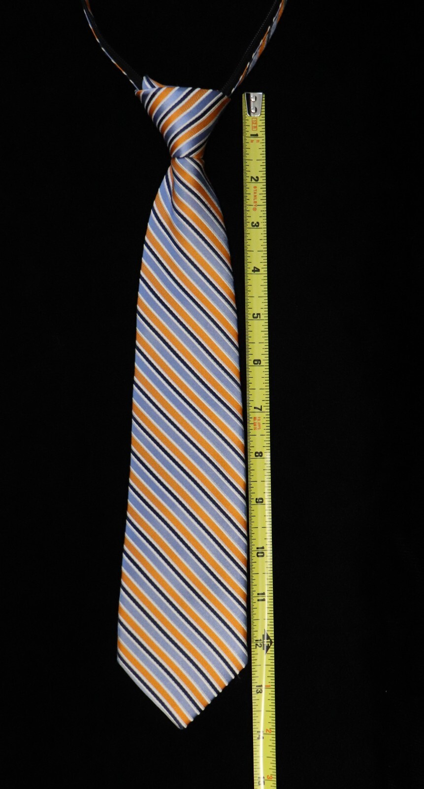 Class Club Boy's Adjustable Tie Zipper Bluish Purple Orange Black 100% Silk