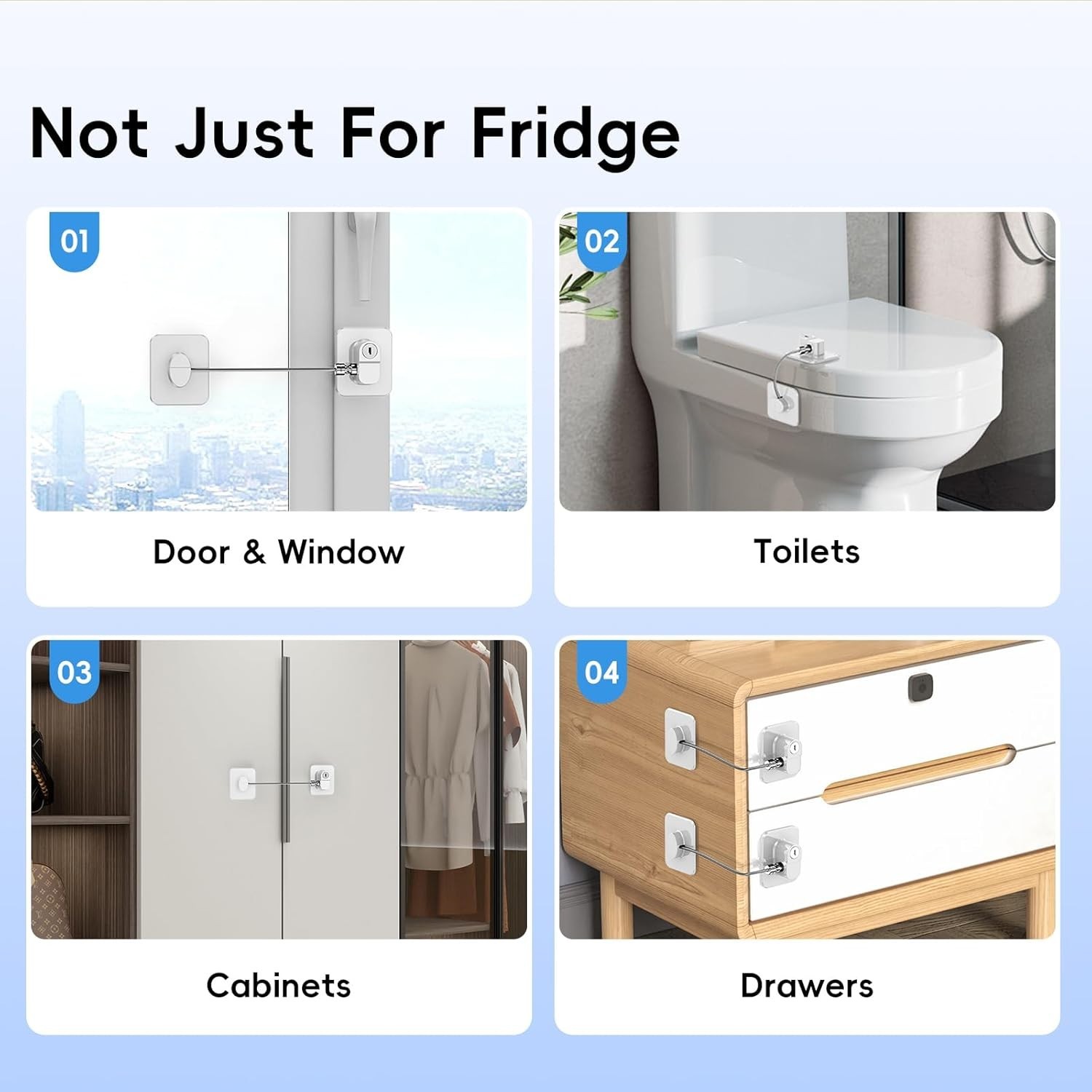 2 Pack Fridge Lock Freezer Lock with 4 Key for Child Safety Refrigerator Locks