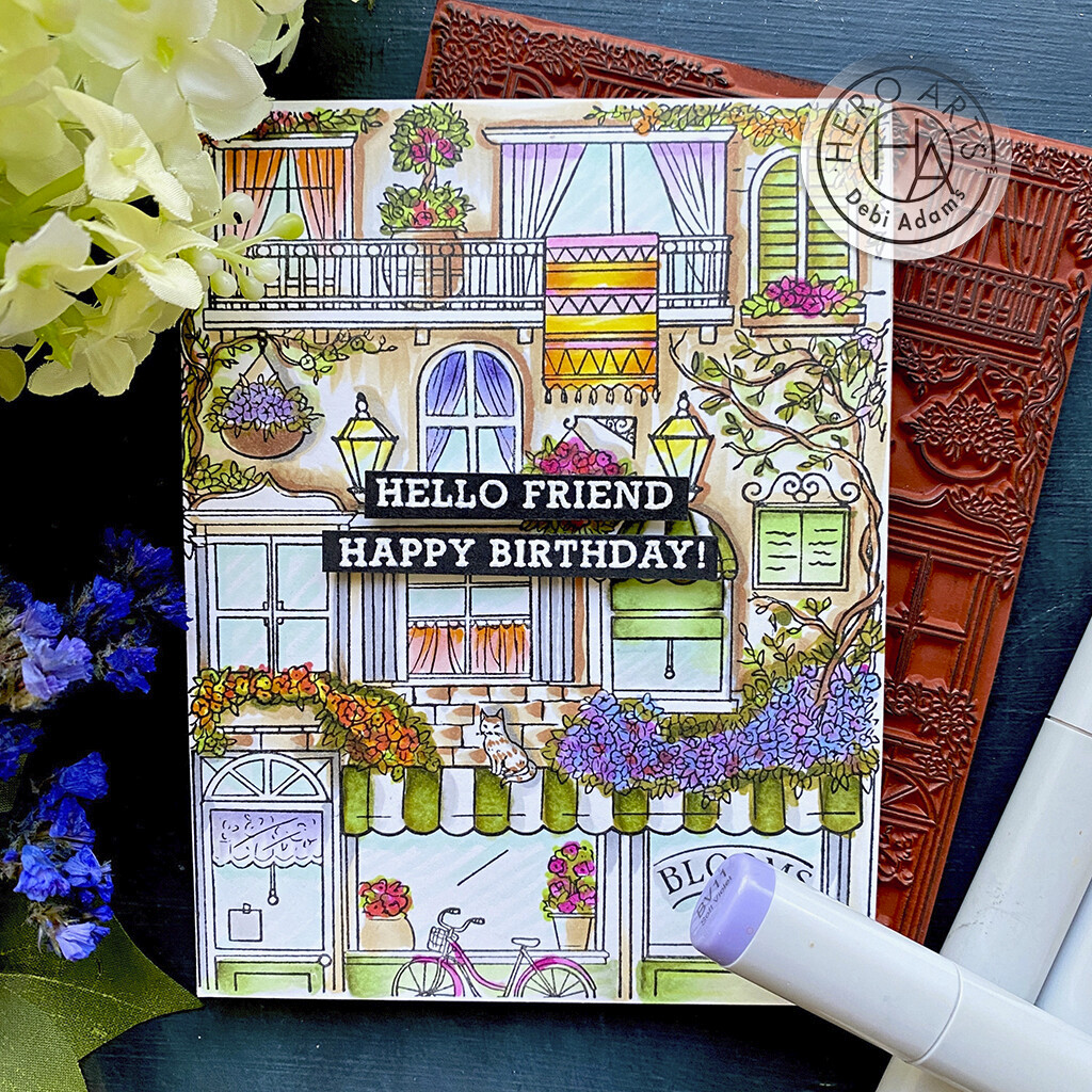 Hero Arts "FLOWER SHOP" Background Cling Basic Grey Rubber Stamp 2021