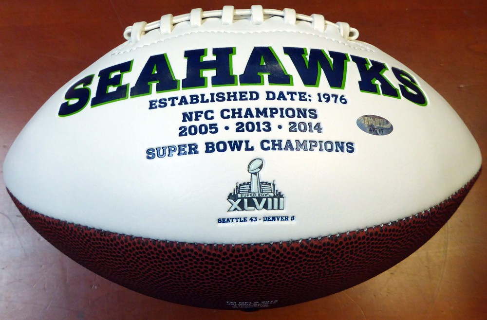 Thomas Rawls Autographed Signed White Logo Football Seattle Seahawks MCS Holo