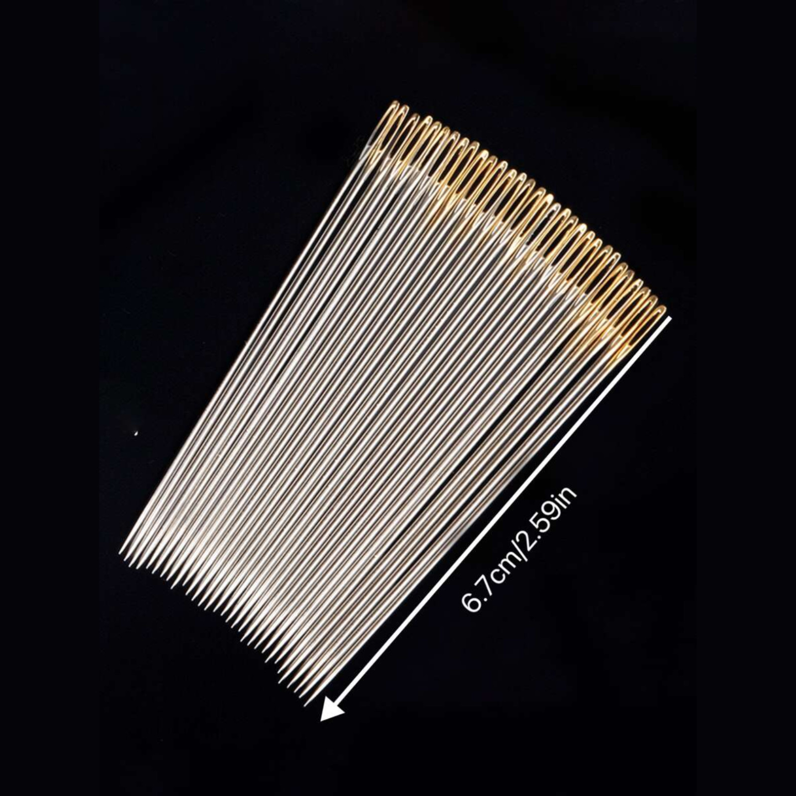 25pcs Gold Tail Big Eye Sewing Needles Easy Threading Needles for Hand Sewing