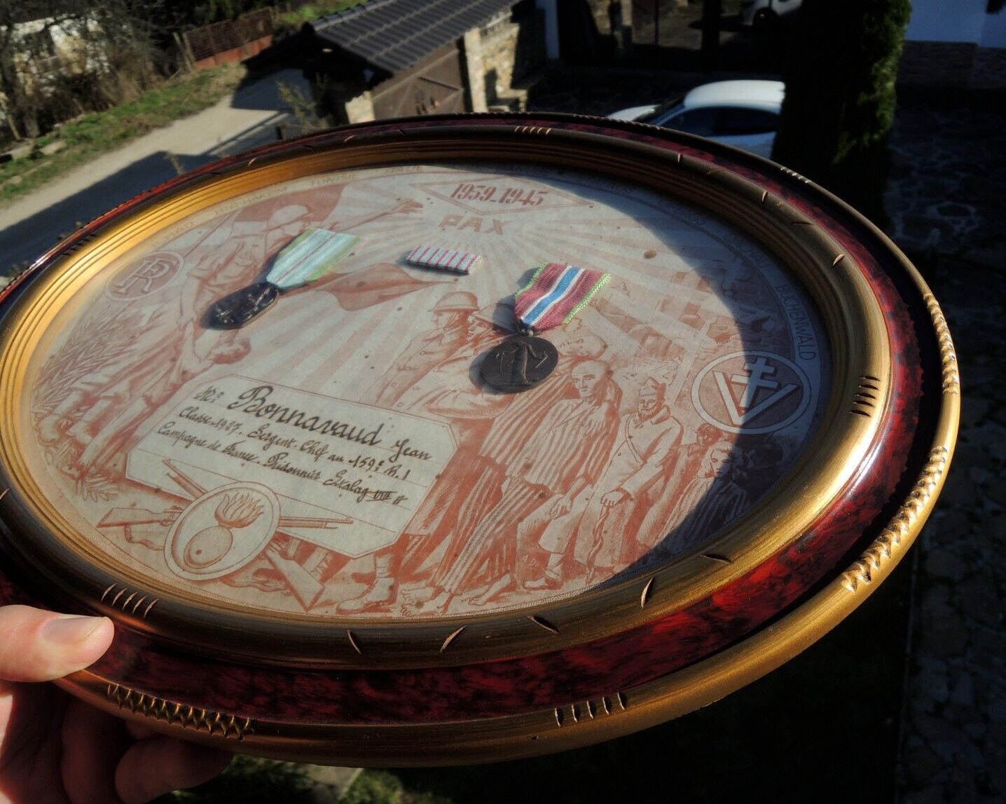 French commemorative certificate contraction camp Stalag VIII A 1939-45 military