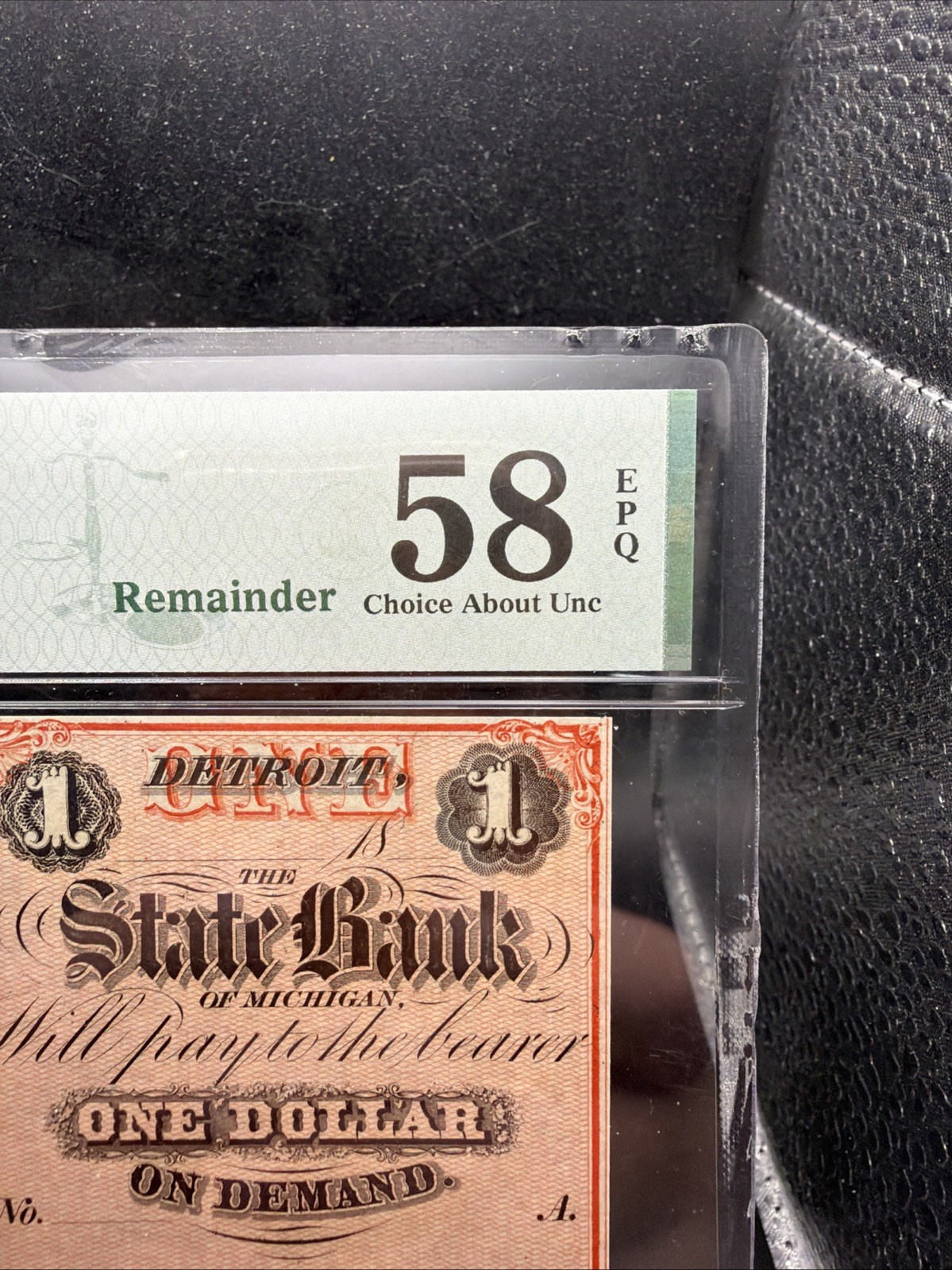 State Bank Of Michigan Detroit $1 1859-60s Remainder