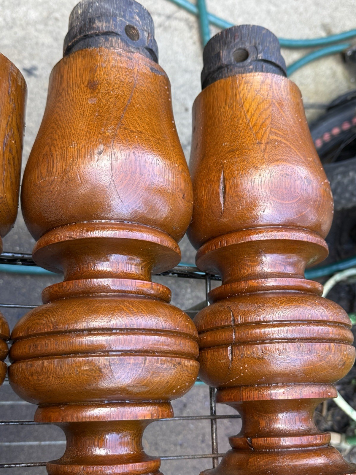 5x Exquisite Antique Wood Fluted Turned Carved Table Legs Victorian Vintage