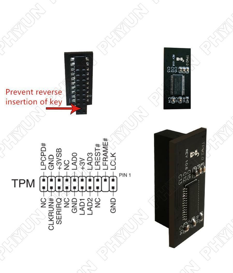 TPM 2.0 Security Module Trusted Platform For ASUS Mainboard 20Pin LPC Windows 11