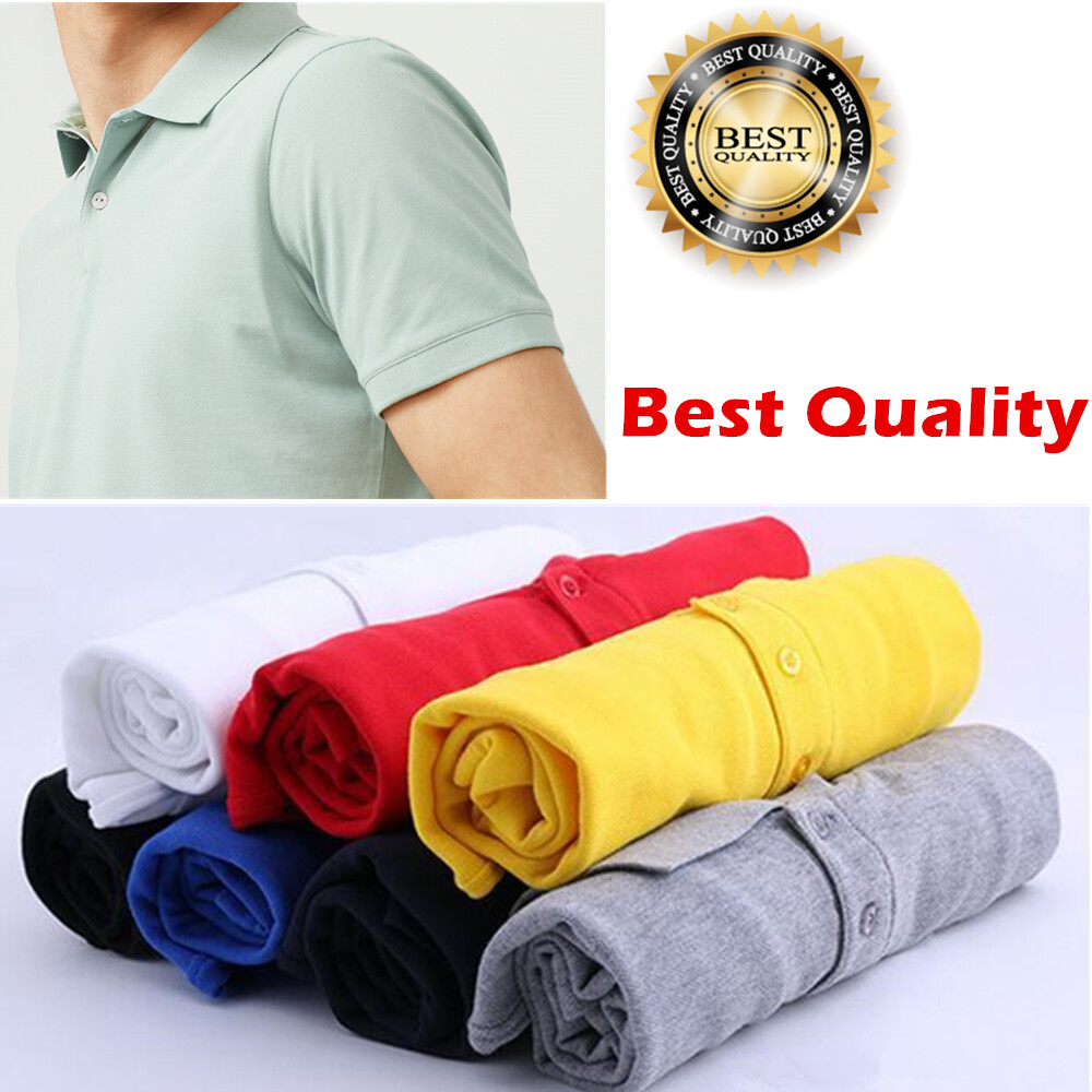 Men Plain Polo Shirt Golf Sports Cotton Short Sleeve Tee