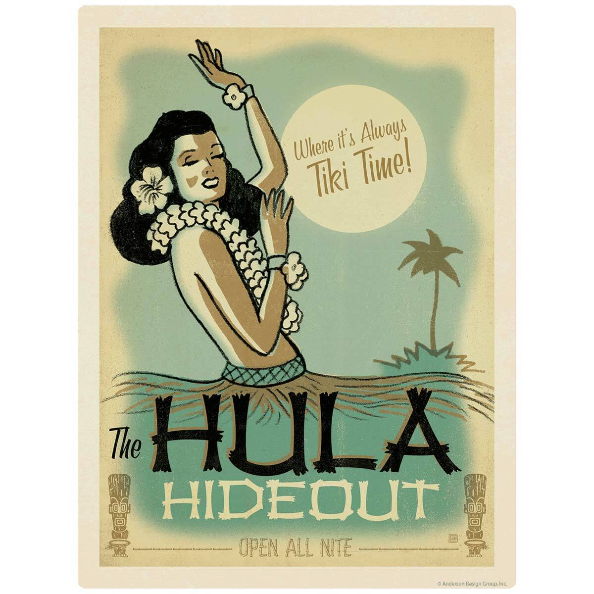 Hula Hideout Tiki Bar Hawaiian Decal Peel and Stick Decor