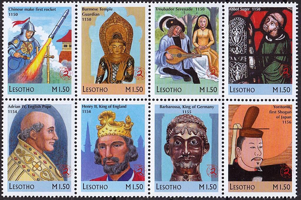 LESOTHO 1999 MILLENNIUM mnh ** SPACE, BUDDHA, KNIGHTS, GLASS 💲FREE SHIPPING💲