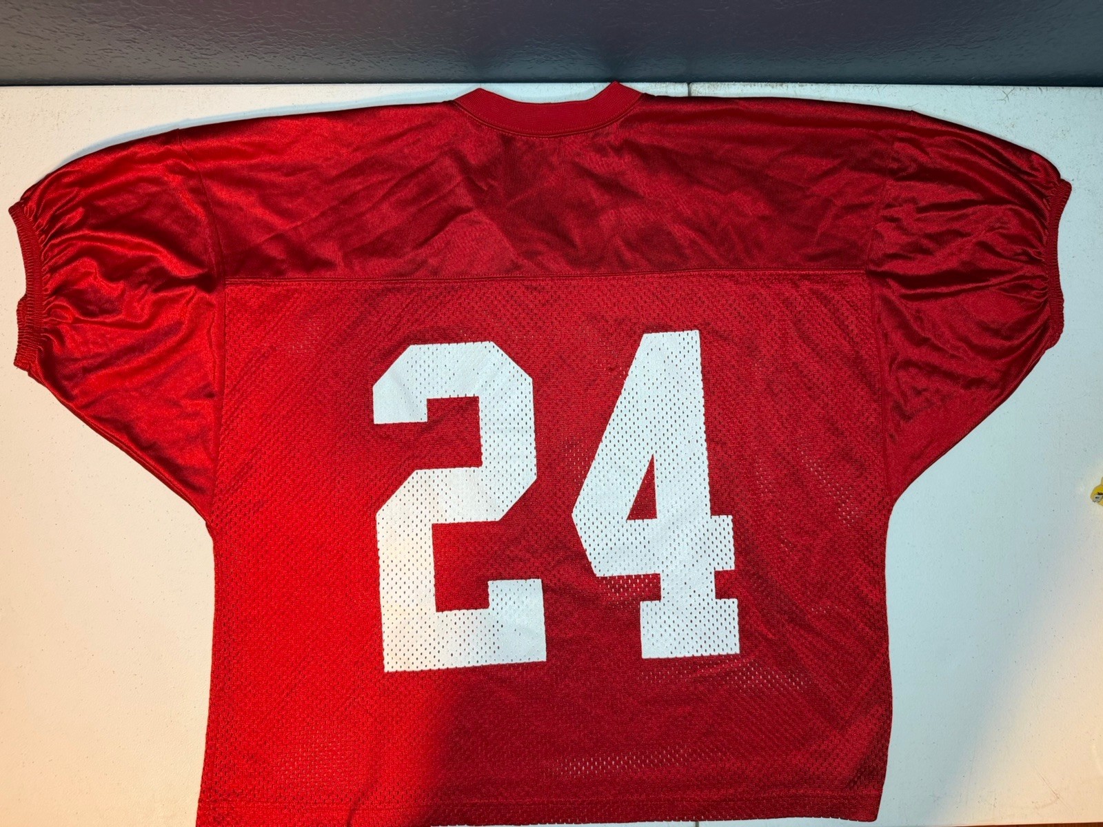 Vintage Russell Athletic Football Practice Jersey #24 Red Mesh XL 90s