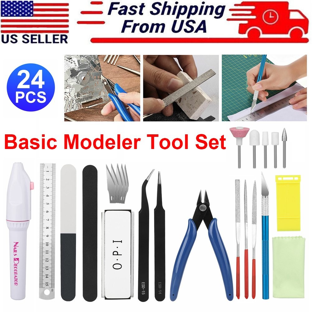 24Pcs Basic Modeler Tool Set, Craft Car Model Assembling Building Kit for Gundam