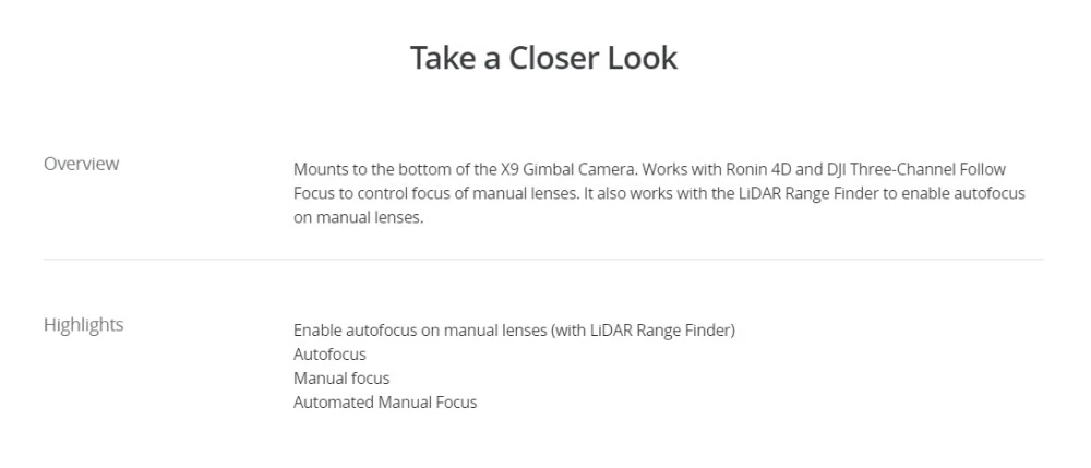 Original DJI Zenmuse X9 Focus Motor for DJI Zenmuse X9-6K / DJI Zenmuse X9-8K