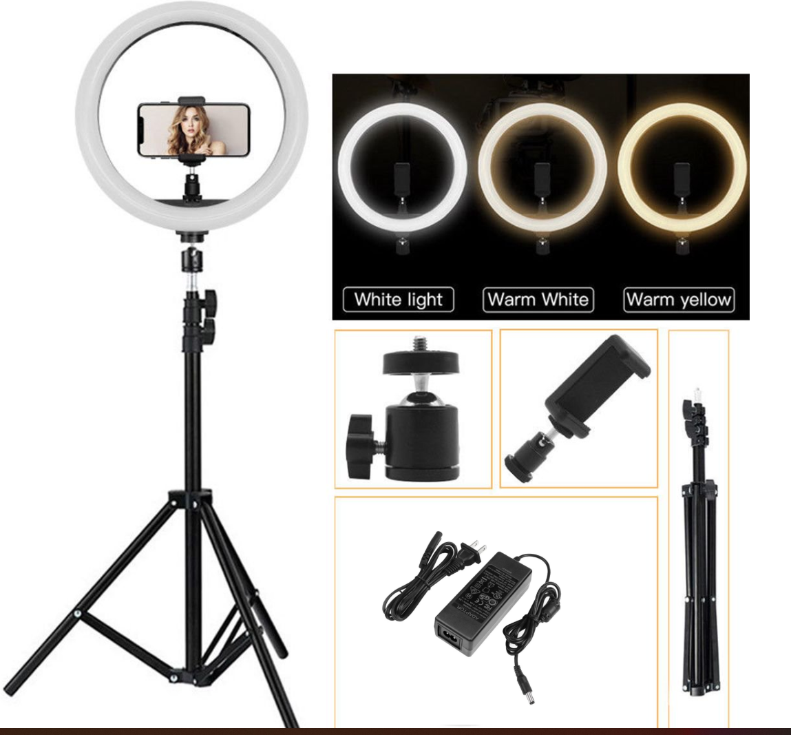 Fodoto 14" inch BiColor LED Ring Light Kit with Stand Social Media/Beauty Shoot
