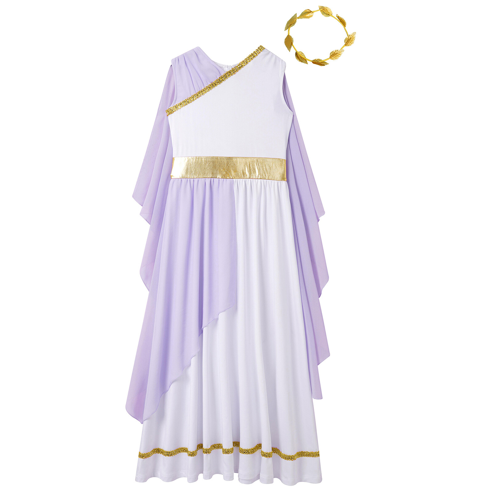 Girls Ancient Greek Toga Costume Halloween Cosplay Flowy Rome Grecian Princess