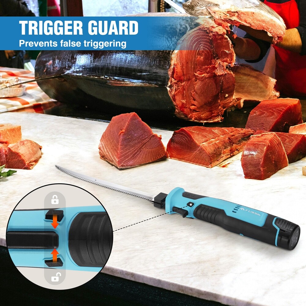 FLISSA Cordless Electric Fillet Knife for Fish with 8"&10"Stainless Steel Blades