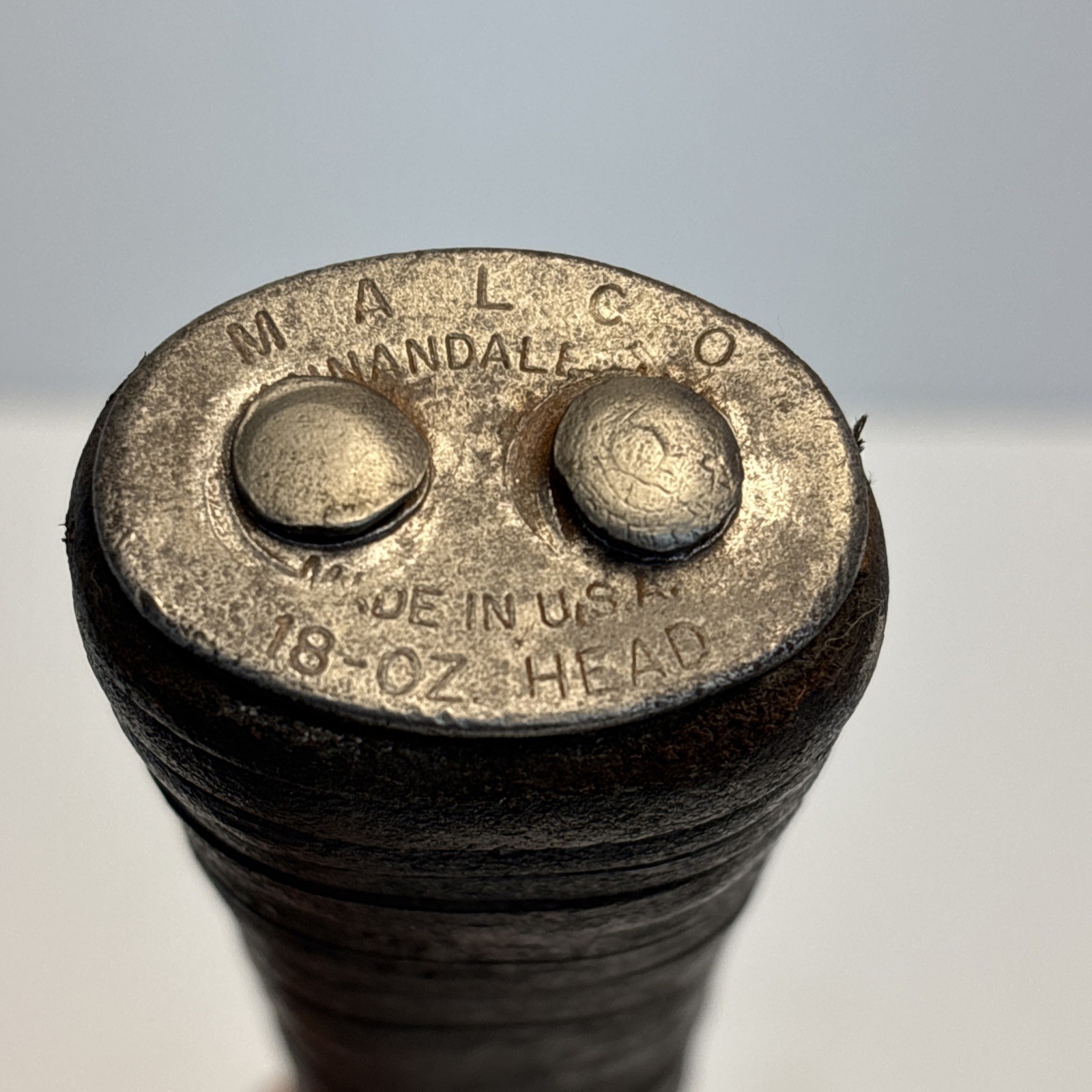 Vintage Malco Sheet Metal Setting Hammer 18 oz Leather Handle USA