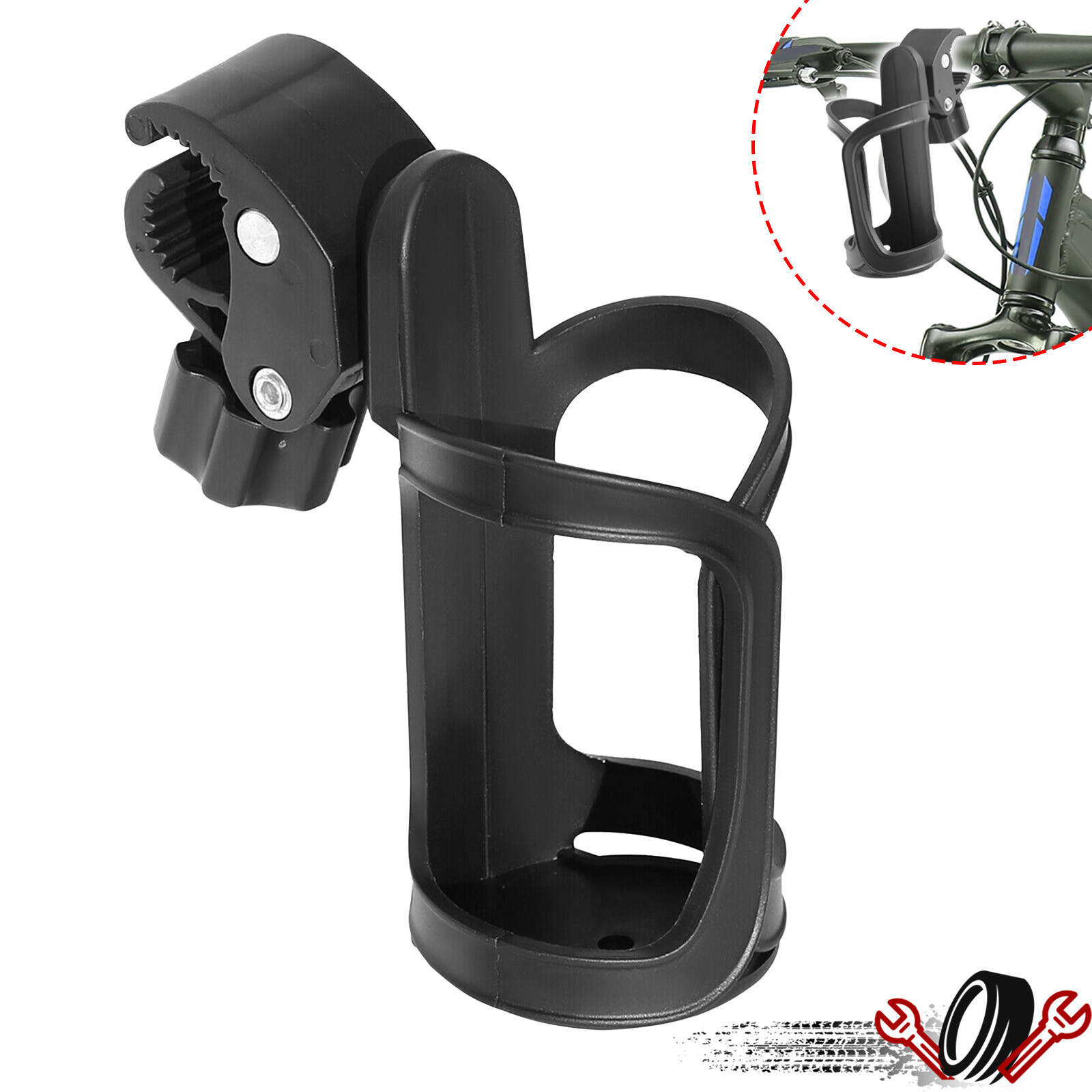 Universal For Wheelchair Walker Rollator Bike Stroller 360° Beverage Cup Holder