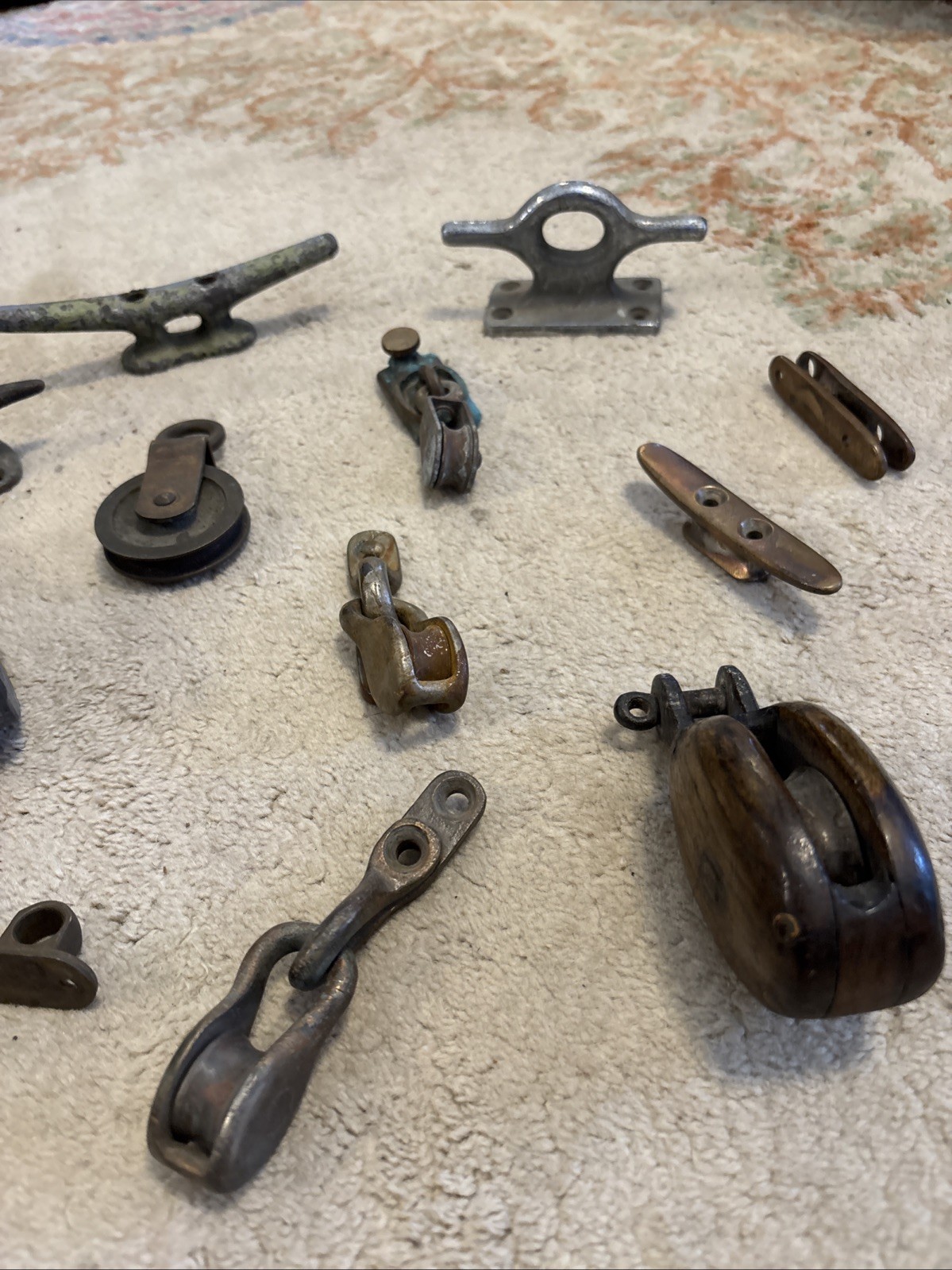 Vintage Boat Hardware Sailboat Runabout Brass Boat Hdwr. 17 Pulleys Cleats Etc.