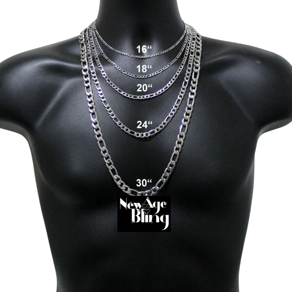 Stainless Steel Figaro Chain 7"- 30" Men Women Necklace 3/4/5/7/9/10/12mm