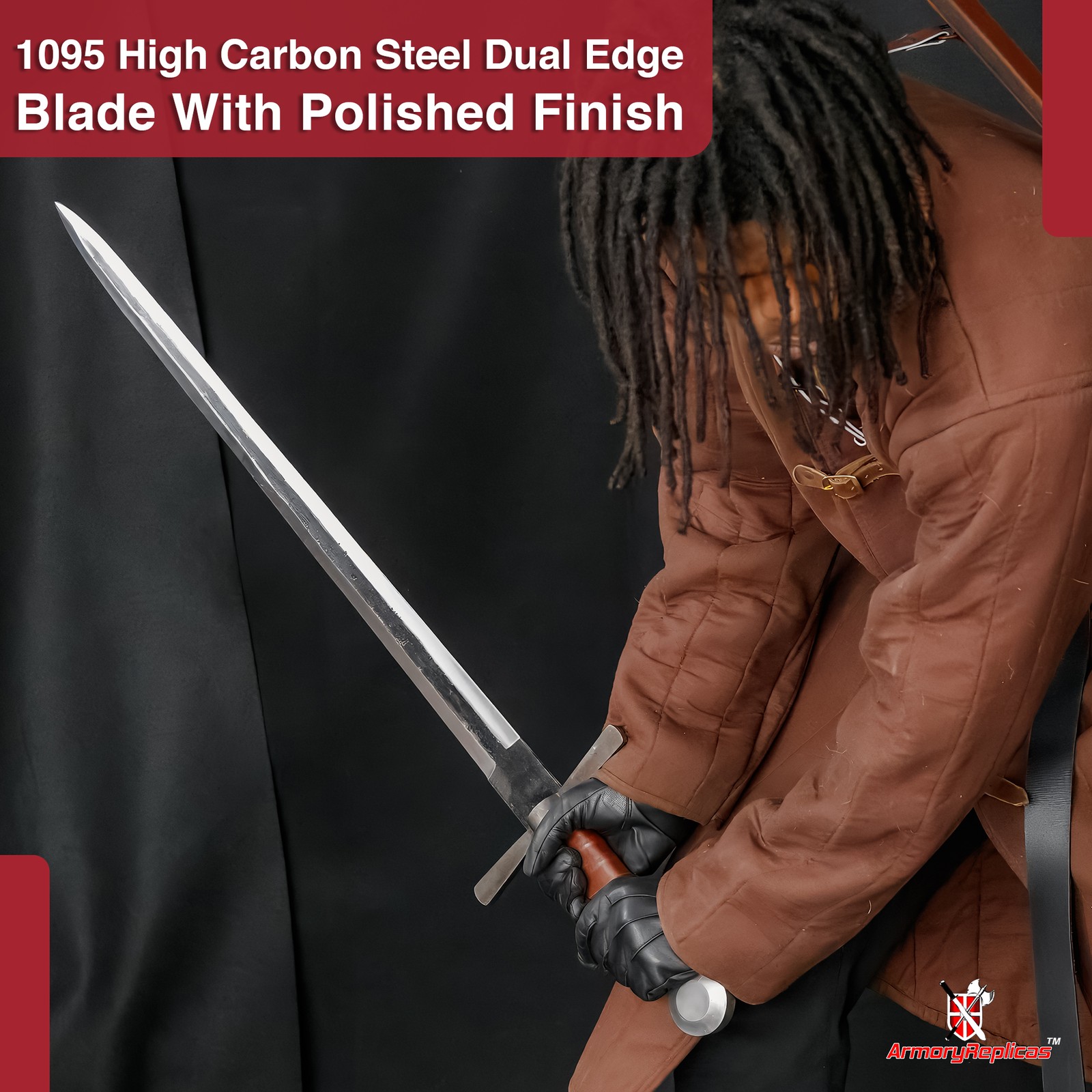 Castle in Knight Medieval Sword 1095 Carbon Steel Dual Tone Blade w/ Sheath