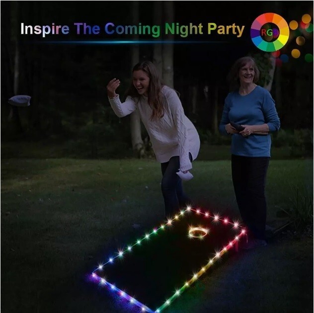 LED Cornhole Lights for Board Edge Hole Ring Remote Control 16 Color Change 2PCS